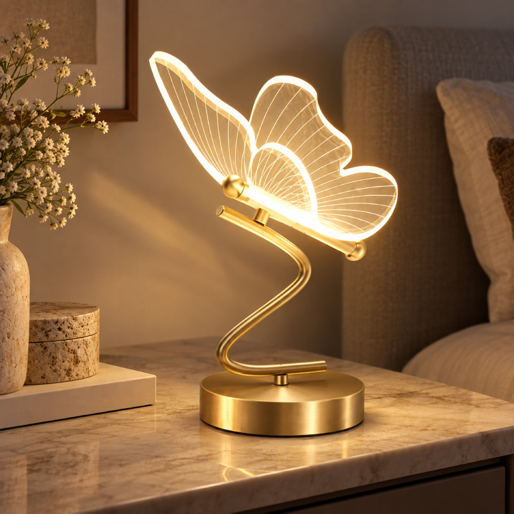 Sommerfugl Bordlampe i Jern og Akryl – Moderne LED Design 0