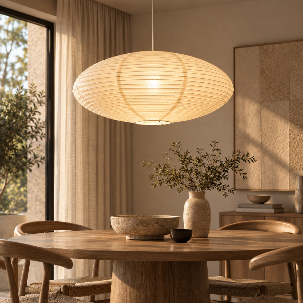 Spisebordslampe i Bomuldspapir – Ovalt Lanternedesign