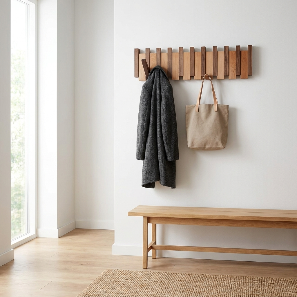 Vægknagerække i Valnød og Bøg – Klavernøgle Design med 4-8 Kroge 2