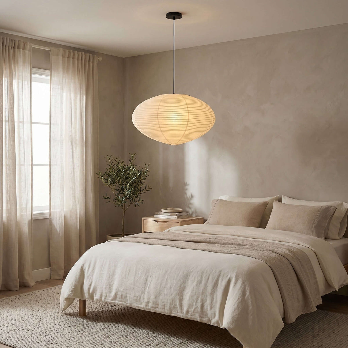 Washi Papir Pendel – Let og Elegant Design med Blødt Diffust Lys 5